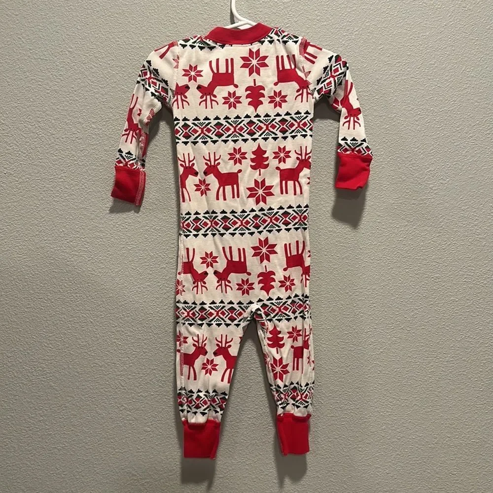Hanna Andersson Dear Deer Zip Up PJs Sz 80cm‎ 18-24m